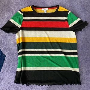 Nine West Striped Short Sleeve Blouse